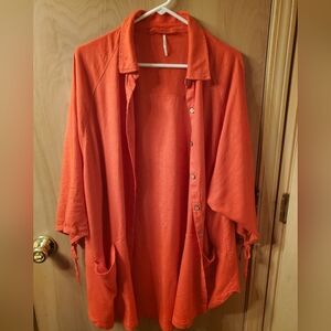 Free PeopleVibrant Red/Orange Oversized Top,
